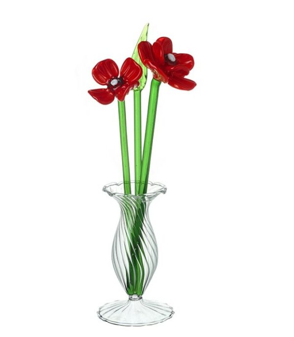 Glass Poppy Vase Set