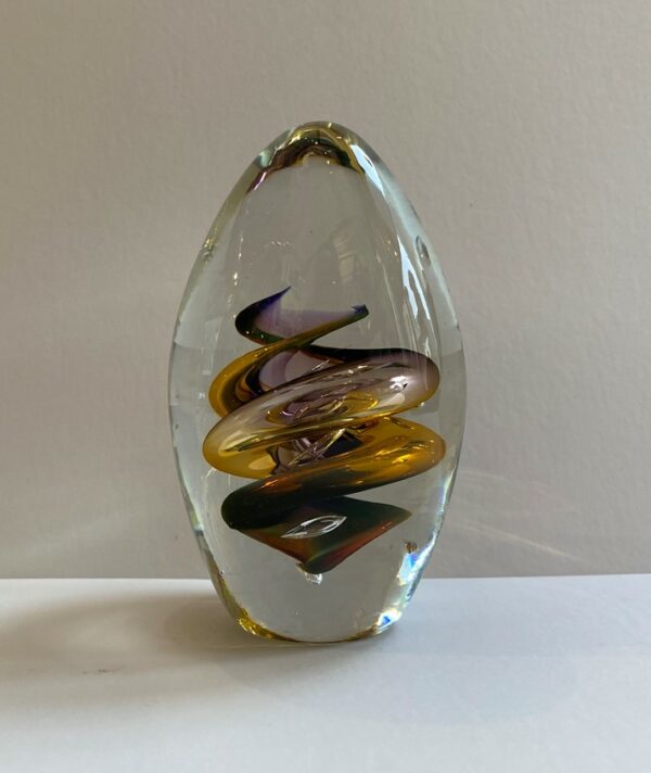 Crystal Paperweight -  Gold and Purple Orb