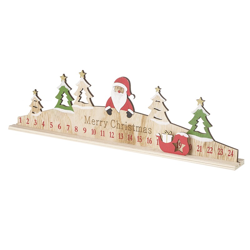Santa With Trees Wooden Advent Rule